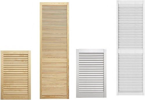Wooden louvered door pine wood - wooden,