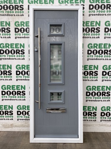 Thin narrow front doors grey - front,